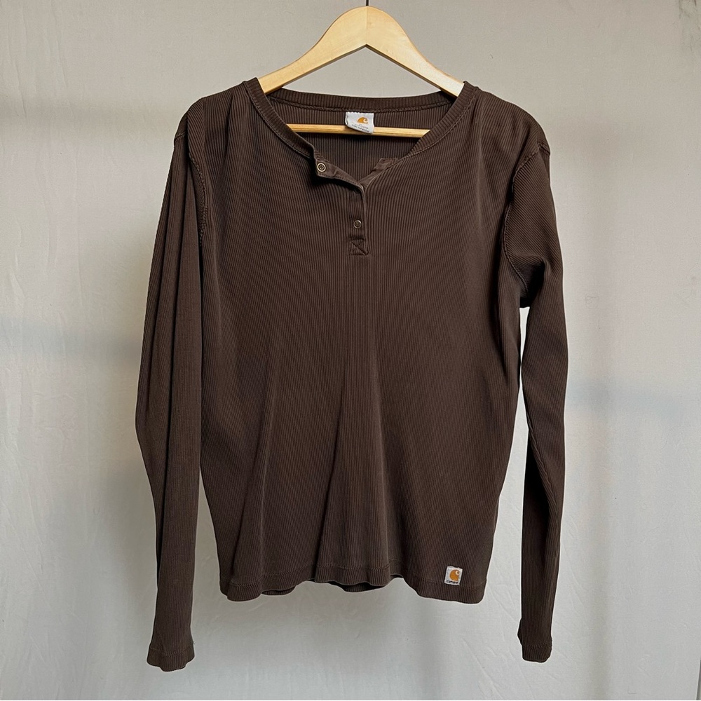 women's brown carhartt casual long sleeve